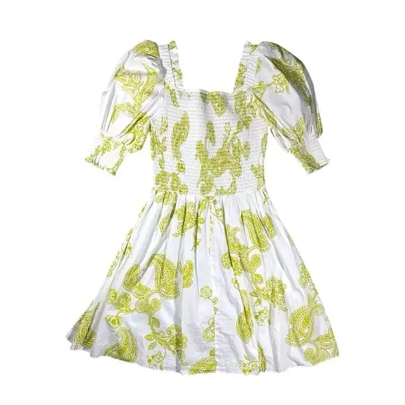 Revolve x 1State Puff Sleeve Smocked Paisley Mini Dress - S - Picture 5 of 5